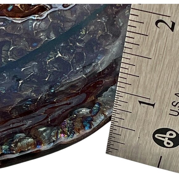 Handcrafted Dichroic Glass Decorative Plate Iridescent Accents 5.25” D Gift - Picture 8 of 10